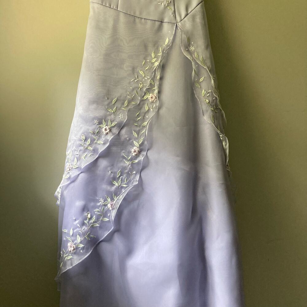 Alfred Angelo Vintage Lilac Blue Floral Sleeveless Princess Prom Dress size 10 - Picture 3 of 10